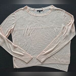 Noel Asmar~Pale Peach Lightweight Sweater~High-Low Split Hem~Size L